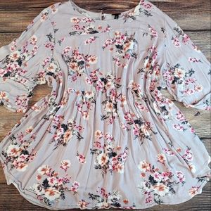 Torrid Pastel Purple Floral Gauze Babydoll Keyhole Blouse Boho Womens Top Sz 6X